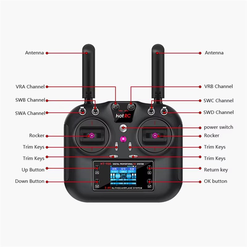 HOTRC HT-10A 2.4Ghz 10CH Remot - Receiver Rc Drone 评论和价格