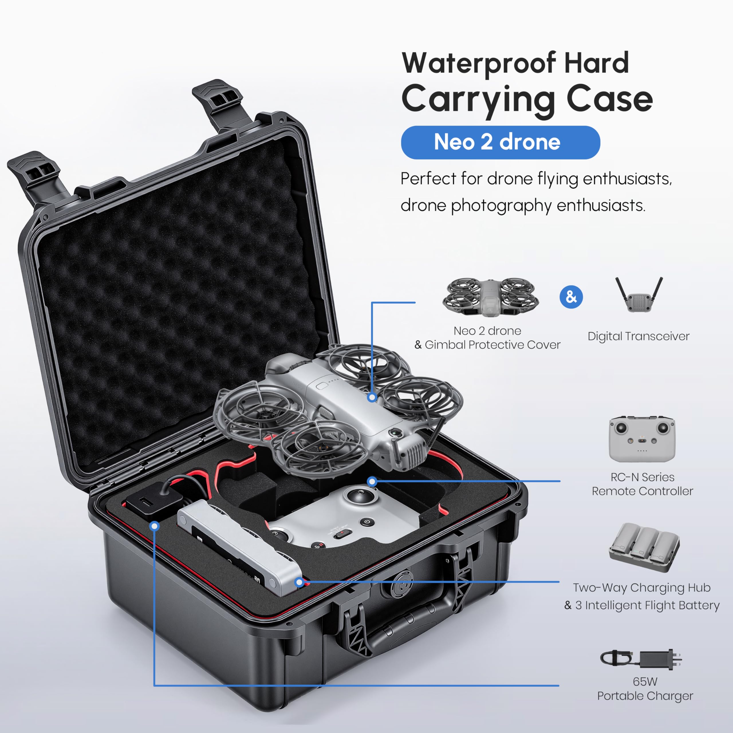 NEO 2 Case,Waterproof Hard Car - Drone Neo Rc 评论和价格